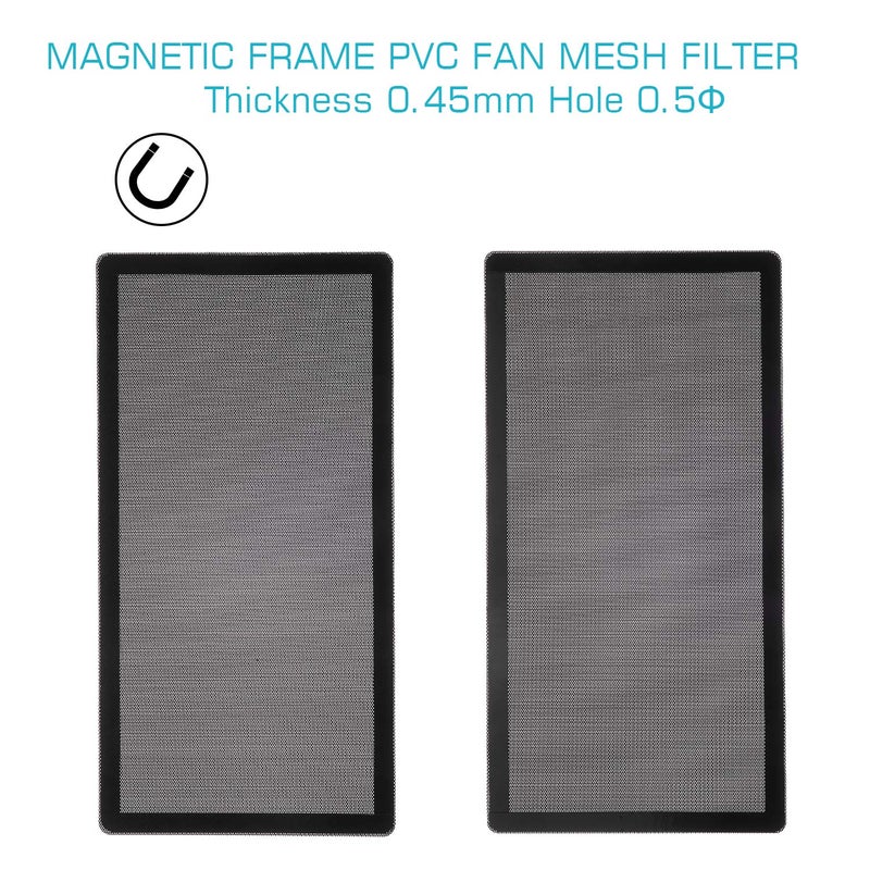 PANO-MOUNTS 287mm 140mm x 2 PC Fan Dust Mesh Filter 11.3inch x 5.79inch PVC Computer PC Case Dust Proof Filter Cover Magnetic Black 2-Pack - Image 3